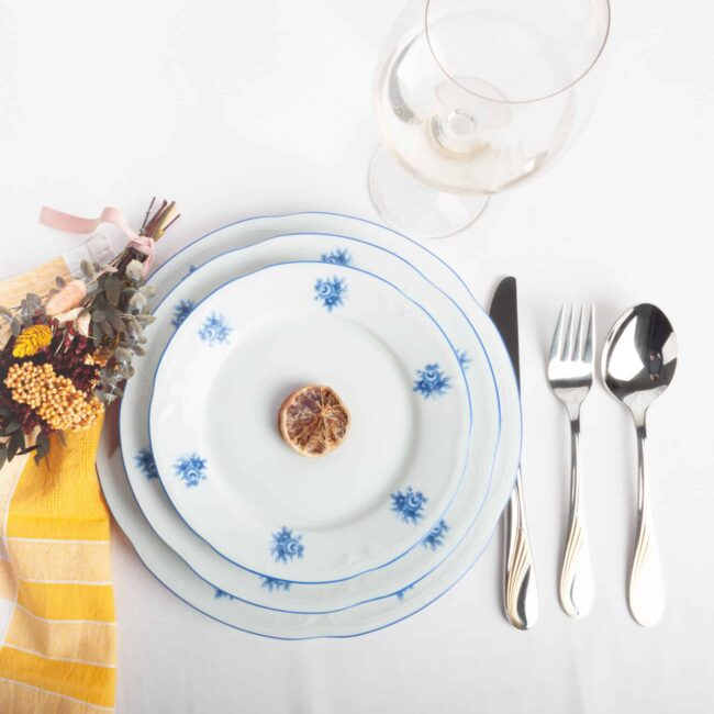 vajilla platos lubeck blue porcelana blanca fine porcelain