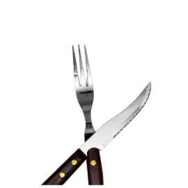 Juego de Cuchillos y Tenedores Timber Steel Cutlery Set – de Madera (6 Piezas) 3 tenedores 3 cuchillos steak