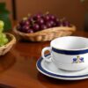 Juego de boles consomé de porcelana blanca (24 piezas) Duisburg, 12 boles consomé con asas (35 cl), 12 platillos para tazas, azul cobalto y filo de oro 10 Consome duisburg estilo vida