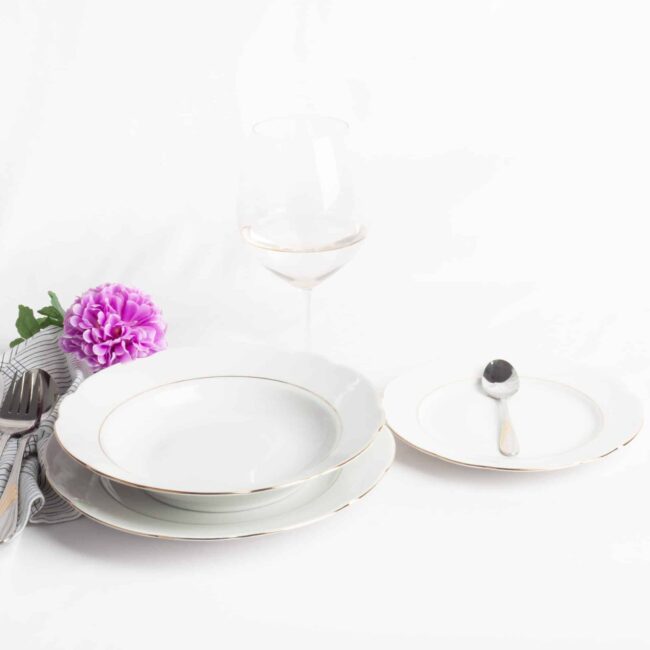 plato porcelana blanca hondo sena