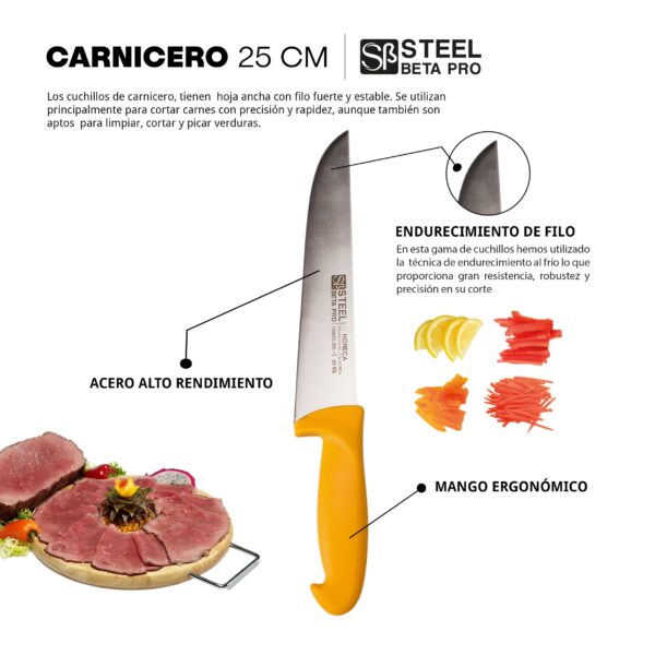 Alternative view of Juego de 3 Cuchillos Chef HORECA  de 20, 25 y 30 cm - Steel ßeta Pro