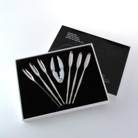 Juego de Cubertería para Marisco (7 Piezas) Mediterranean - Cracker y 6 Tenedores – Acero Inoxidable – Diseño Moderno