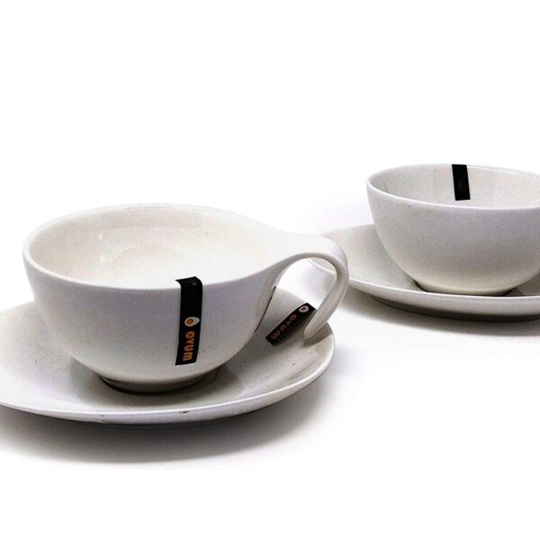 Set de 2 Tazas Jumbo con Platillo – 400 ml – Tazas Grandes para Café o Té – Apta para Microondas y Lavavajillas – OVUM