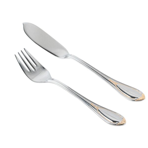 Cubiertos de pescado: pala y tenedor de pescado, glamour 7000 deco.