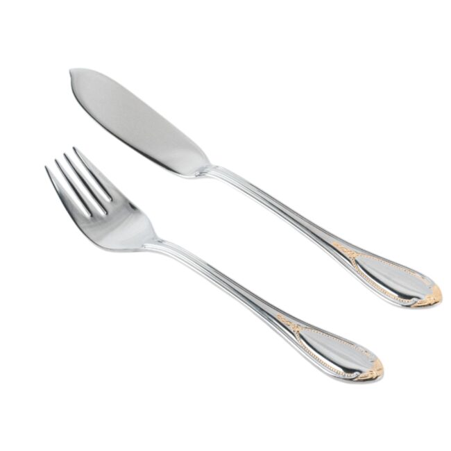 Cubiertos de pescado: pala y tenedor de pescado, glamour 7000 deco.