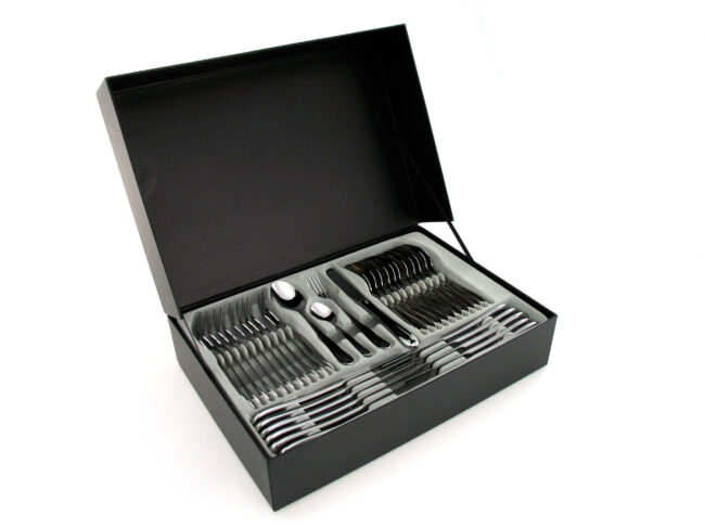 Cubertería Amsterdam 1235 (75 Piezas) Acero Inoxidable, Set Completo con Cucharones de Servir y Estuche de Lujo, Diseño Profesional y Elegante 1 cuberteria 1235 acero inox