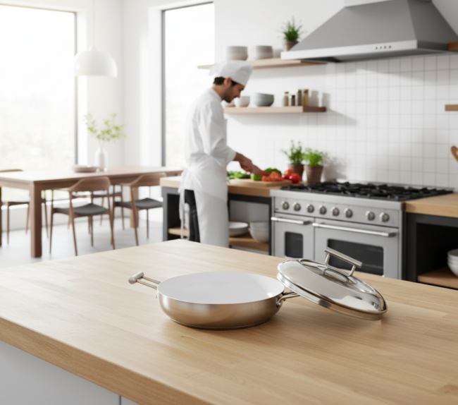 Paellera rustidera 28 cm antihaderente ceramico blanca Nápoles Acero Inox
