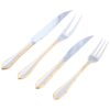 Cruz Nuremberg Juego Chuletero 26 piezas, acero inoxidable con decorado en oro, set de cuchillos y tenedores para carne.