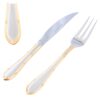 Cruz Nuremberg Juego Chuletero 26 piezas, acero inoxidable con decorado en oro, set de cuchillos y tenedores para carne.