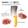 Macheta profesional de acero inox, empuñadura amarilla, Stell Beta Pro.