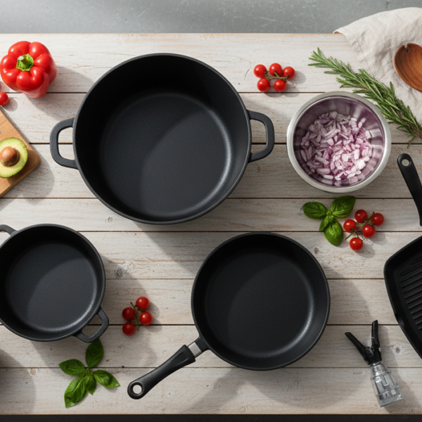 Alternative view of Duroteck Batería cocina aluminio  CRC Completa (23 piezas) Cazuelas , Sartenes , Grill 28cm, Tapas multiples , Protectores Asa, Utensilios Nylon y Boles