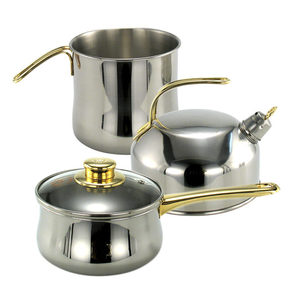 Alternative view of CRC Chef Royal (3 Piezas) de Acero Inoxidable Tetera/Hervidor, Cueceleches y Cazo 16 cm con Tapa de Cristal, Cocina y Calentado Diario