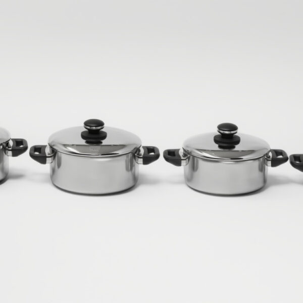 CRC Gourmet Plus Set de Cazuelas (4 piezas) con Tapa en Acero Inoxidable (16, 2 de 20 y 24 cm)