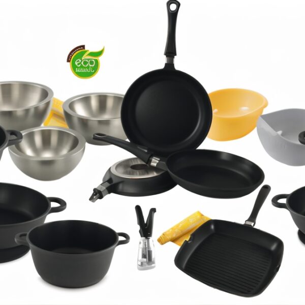 Duroteck Batería cocina aluminio  CRC Completa (23 piezas) Cazuelas , Sartenes , Grill 28cm, Tapas multiples , Protectores Asa, Utensilios Nylon y Boles