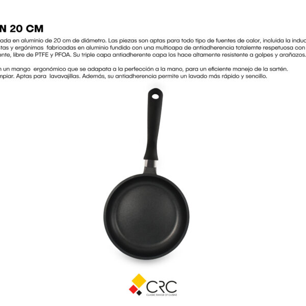 Alternative view of Duroteck Sartén 20 cm de Aluminio Fundido, Antiadherente, Apta para Inducción y Lavavajillas, Mango Ergonómico, Libre de PTFE y PFOA